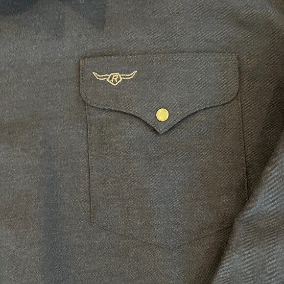 Flying R Ranchwear Blue Snapfront Western Shirt Big Man Extra Long Tail Cowboy - Picture 6 of 7